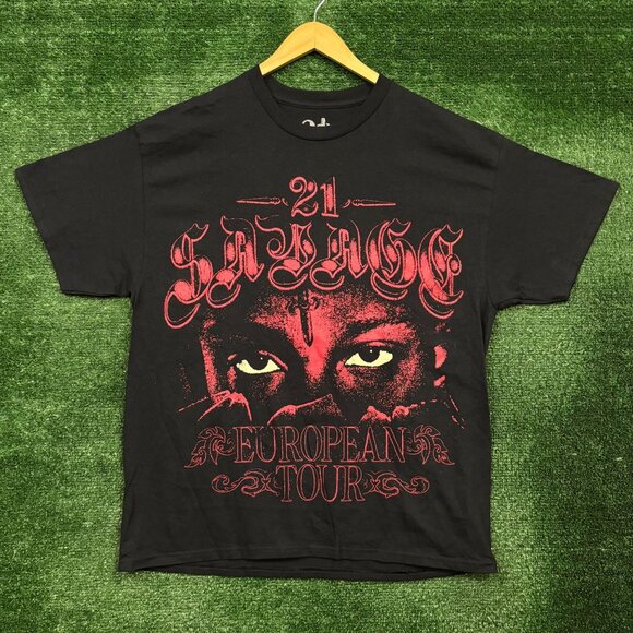 21 Savage European Tour Hip-Hop T-Shirt Size Large - Picture 1 of 4